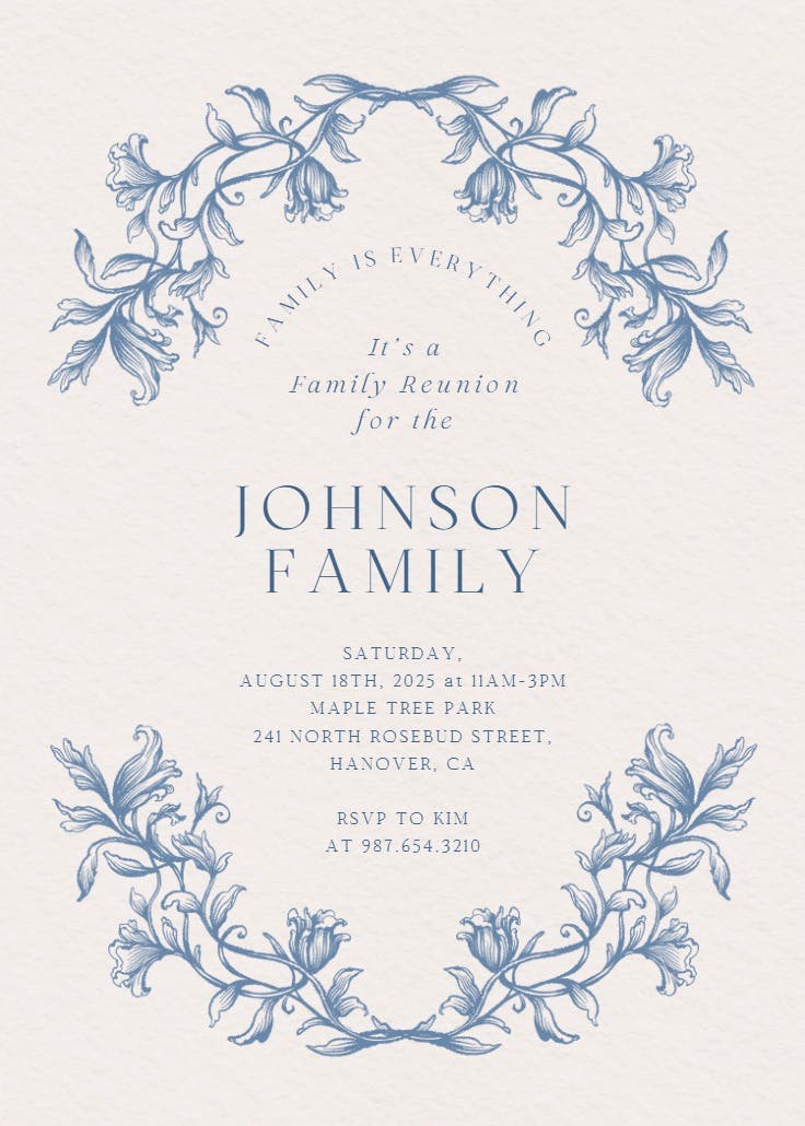 Etched frame - family reunion invitation